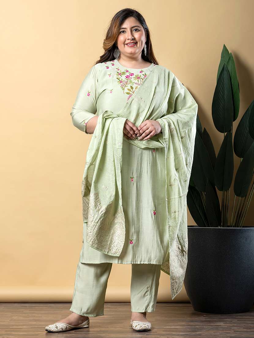 women three quarter sleeve kurta pant with dupatta set - 21766890 -  Standard Image - 3