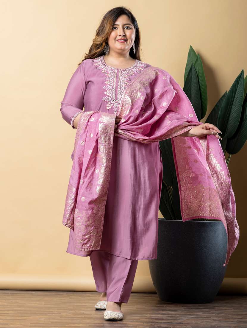 women three quarter sleeve kurta pant with dupatta set - 21766892 - Standard Image - 3