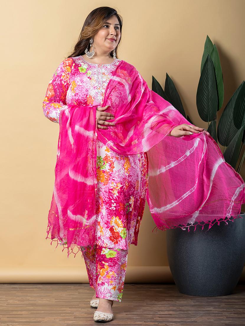 women three quarter sleeve kurta pant with dupatta set - 21766893 - Zoom Image - 0