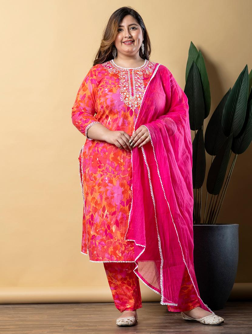 women three quarter sleeve kurta pant with dupatta set