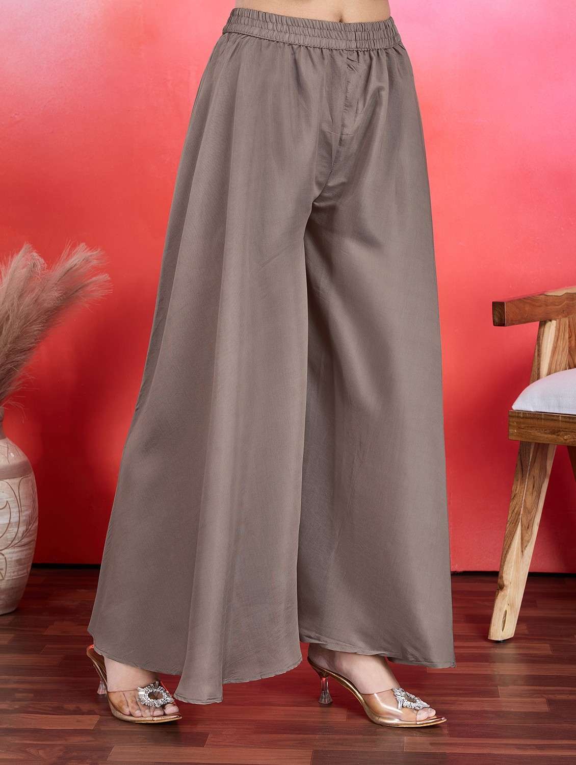 women brown sleeveless kurta palazzo with dupatta set - 21766918 - Standard Image - 3
