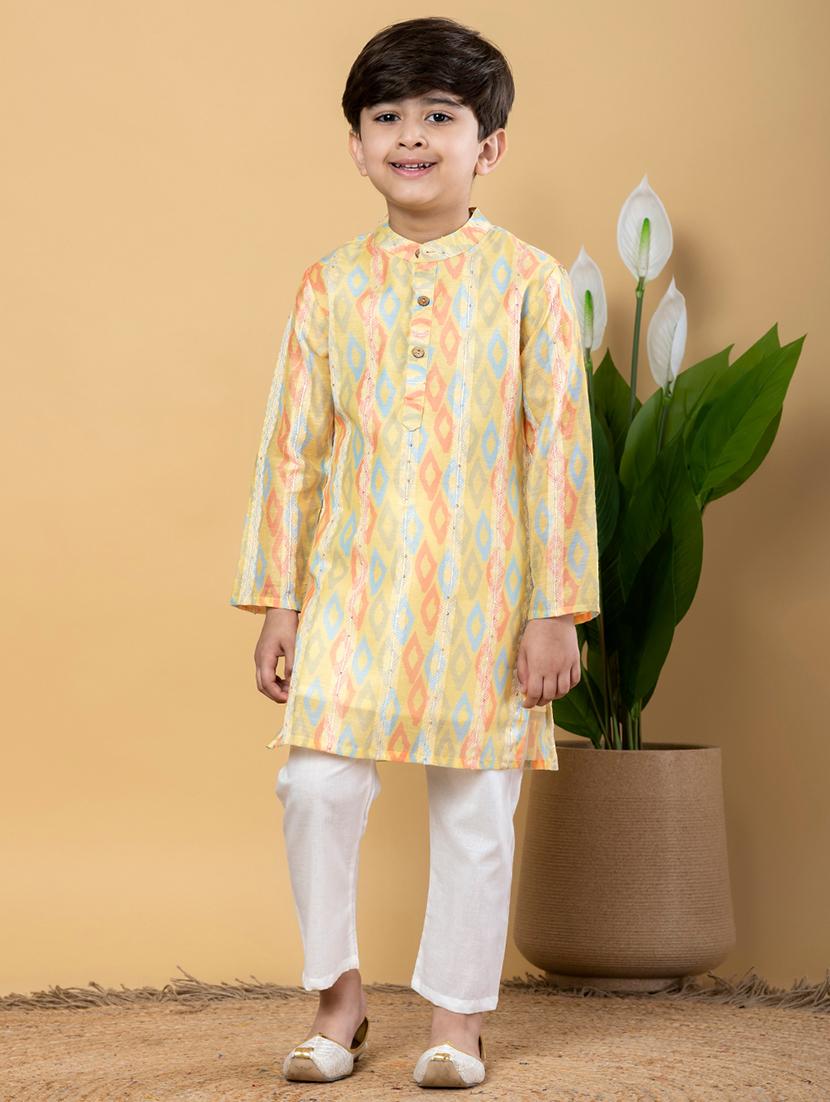 boys printed long sleeves kurta pyjama set - 21766932 -  Zoom Image - 0