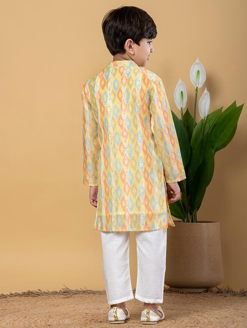boys printed long sleeves kurta pyjama set - 21766932 - Standard Image - 3