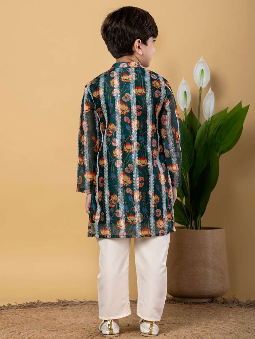 boys printed long sleeves kurta pyjama set - 21766933 -  Standard Image - 3