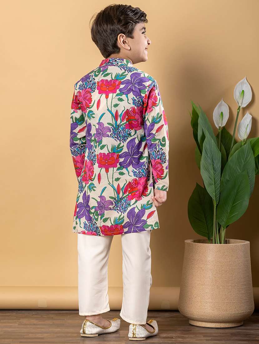 boys printed long sleeves kurta pyjama set - 21766943 -  Standard Image - 3