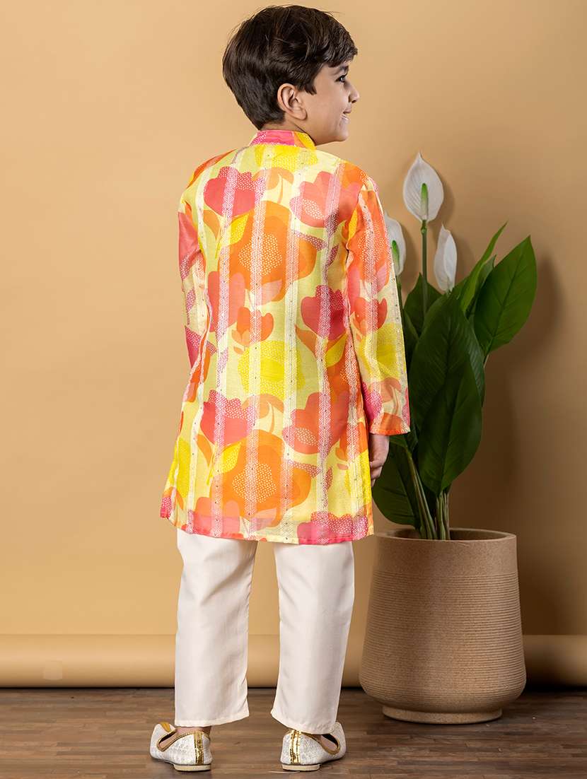 boys printed long sleeves kurta pyjama set - 21766952 -  Standard Image - 3