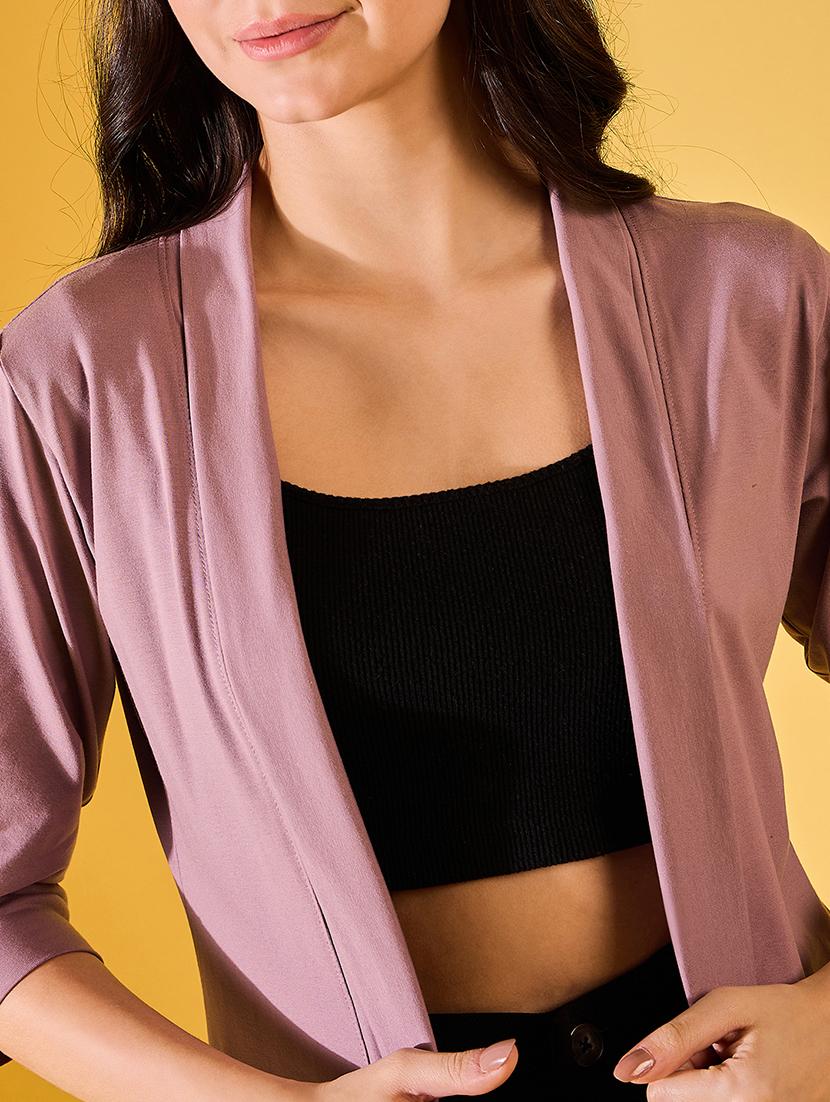 women solid three quarter sleeves regular shrug - 21766957 - Standard Image - 5