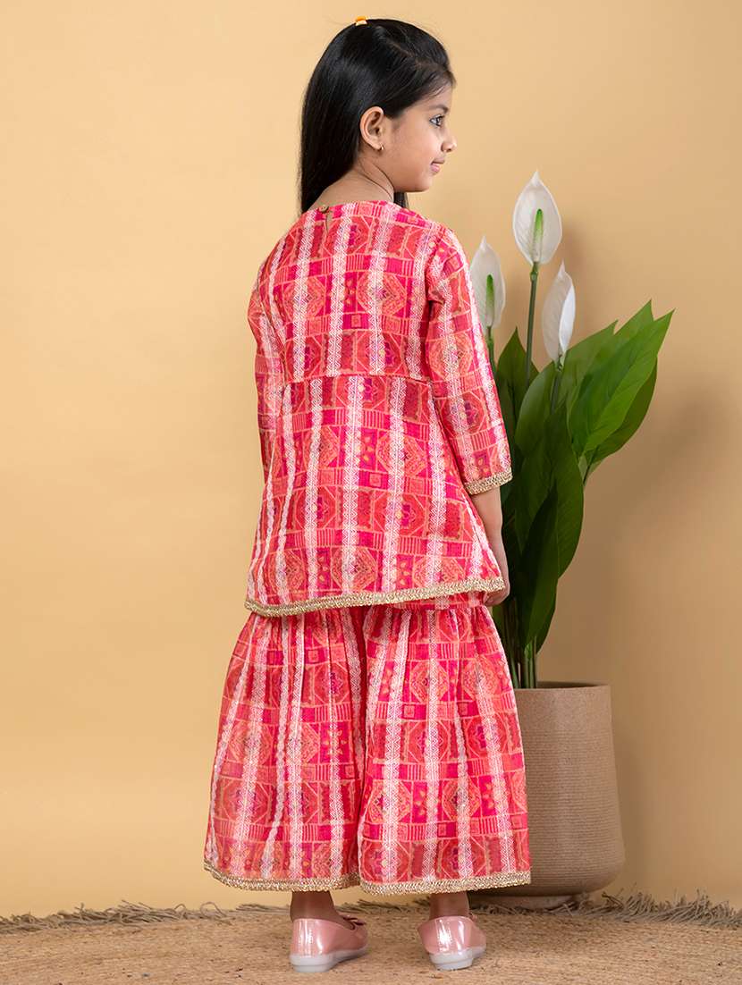 girls three quarter sleeve kurta sharara set - 21766973 -  Standard Image - 3
