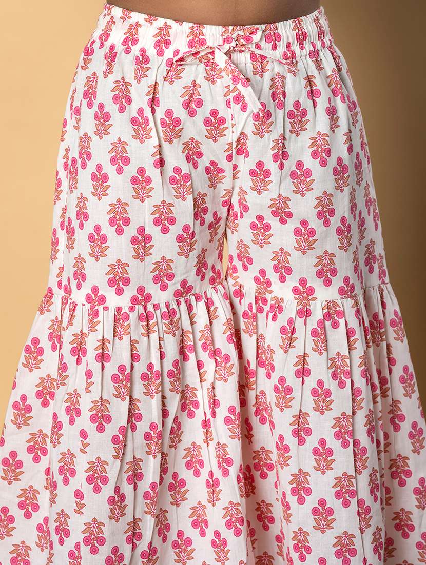 girls three quarter sleeve kurta sharara set - 21766989 -  Standard Image - 5