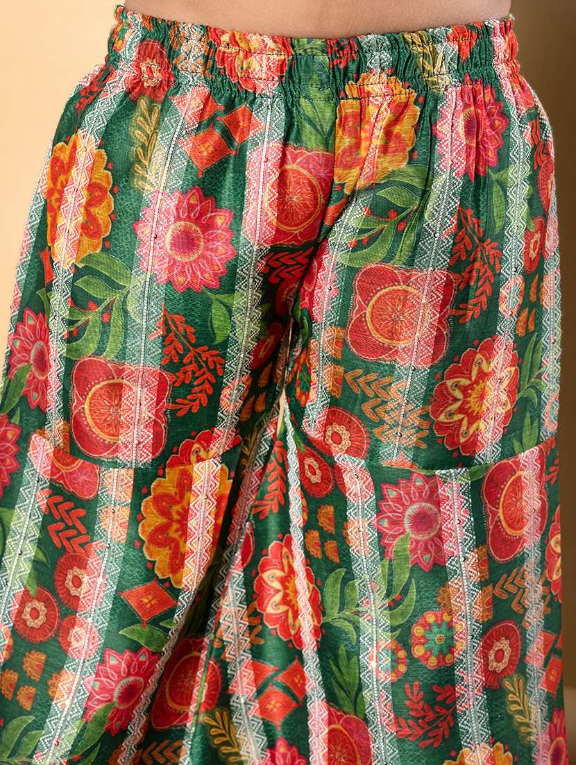 girls three quarter sleeve kurta sharara set - 21766991 -  Standard Image - 5