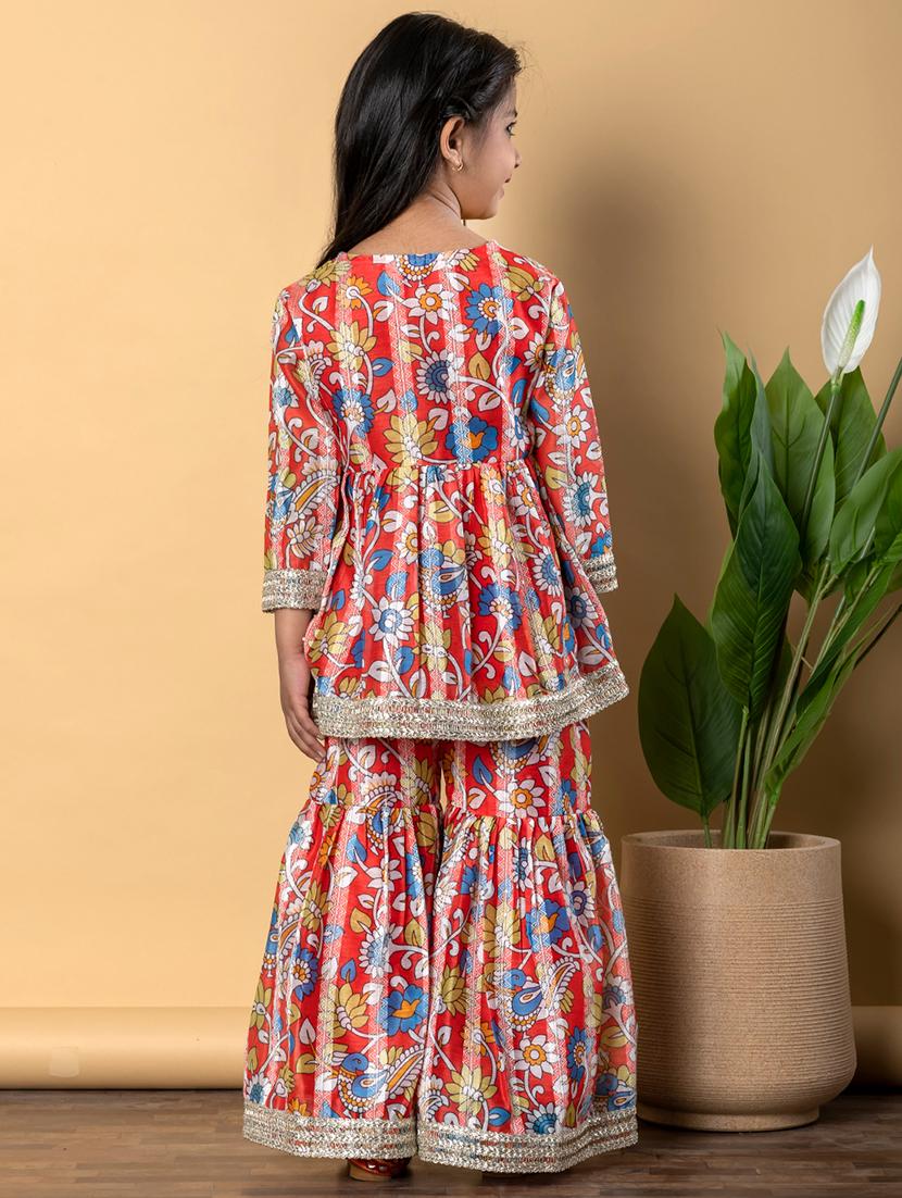 girls three quarter sleeve kurta sharara set - 21766992 - Standard Image - 3