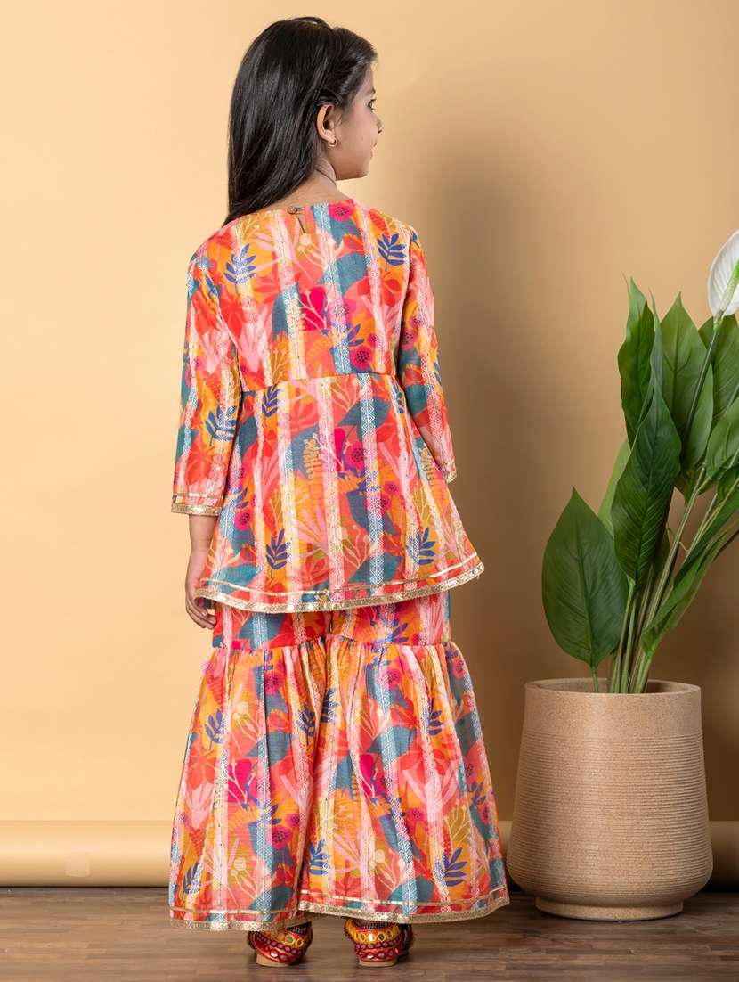 girls three quarter sleeve kurta sharara set - 21766993 -  Standard Image - 3