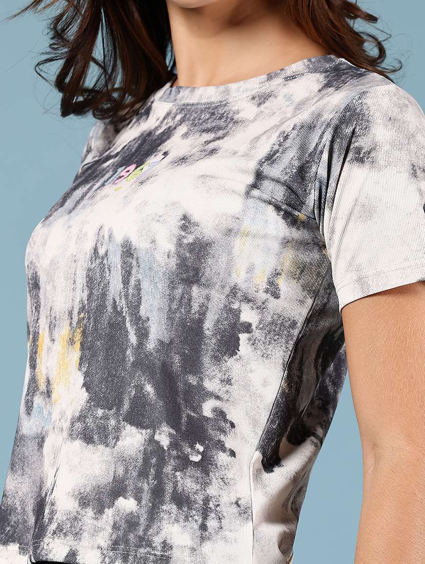 women tie & dye short sleeve crop t-shirt - 21767019 - Standard Image - 5