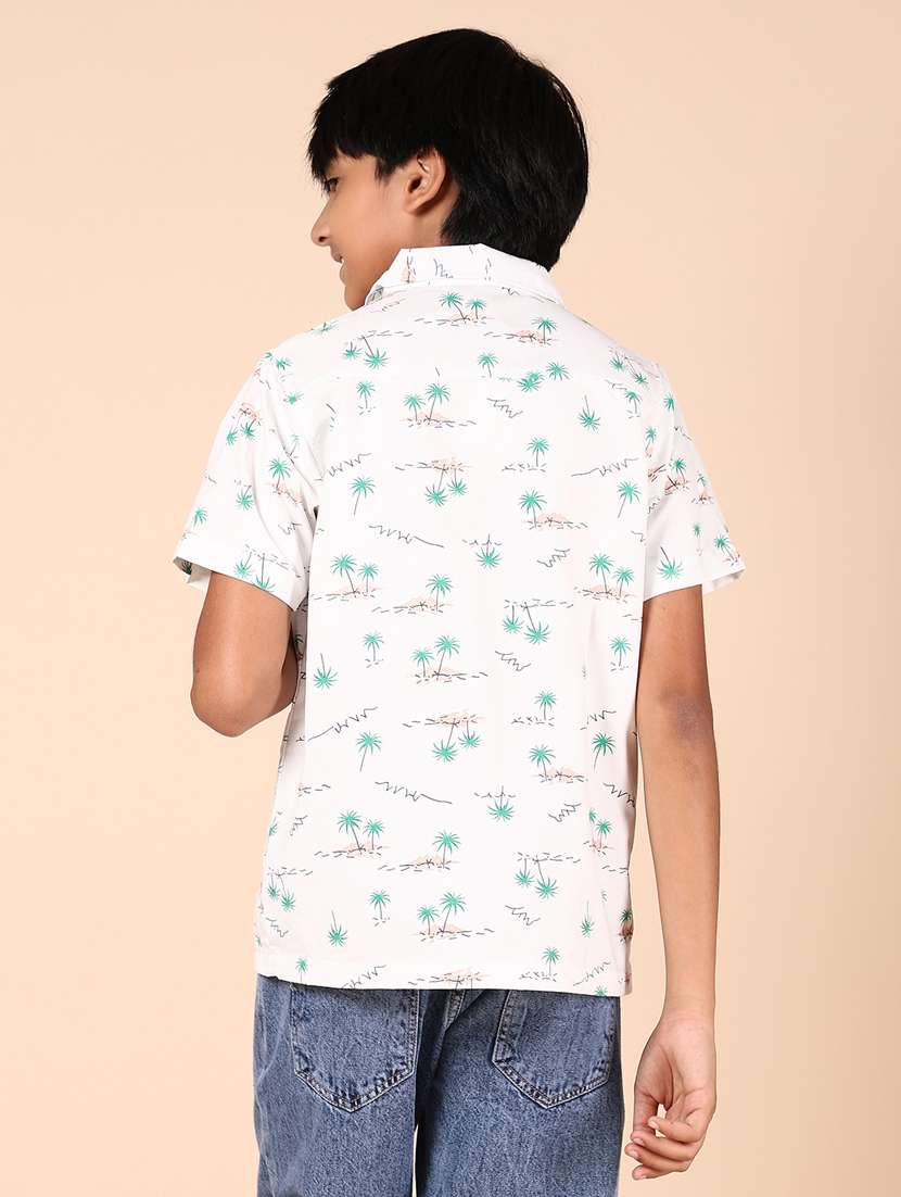 boys white printed short sleeve casual shirt - 21767020 -  Standard Image - 3