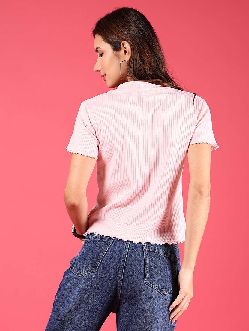 women solid short sleeve regular top - 21767040 -  Standard Image - 3