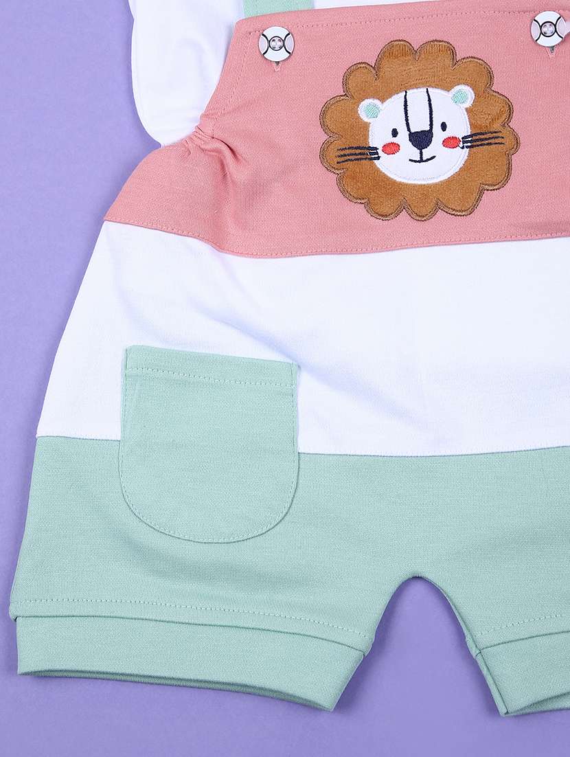 boys color blocked t-shirt and dungaree sets - 21767094 -  Standard Image - 3