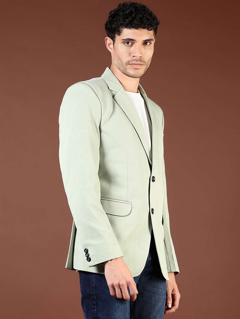 men solid long sleeve lapel collar blazer - 21767106 - Standard Image - 3