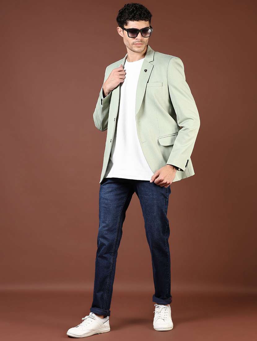 men solid long sleeve lapel collar blazer - 21767106 - Standard Image - 5