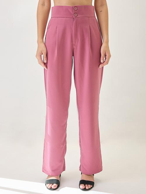 globus women dusky pink mid-rise pleated formal korean pants - 21767506 -  Standard Image - 0