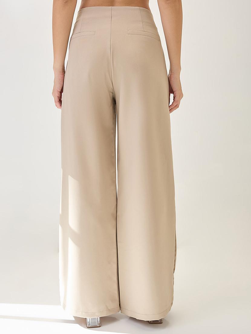 globus women mouse solid mid rise pleated formal korean pants - 21767508 - Standard Image - 3