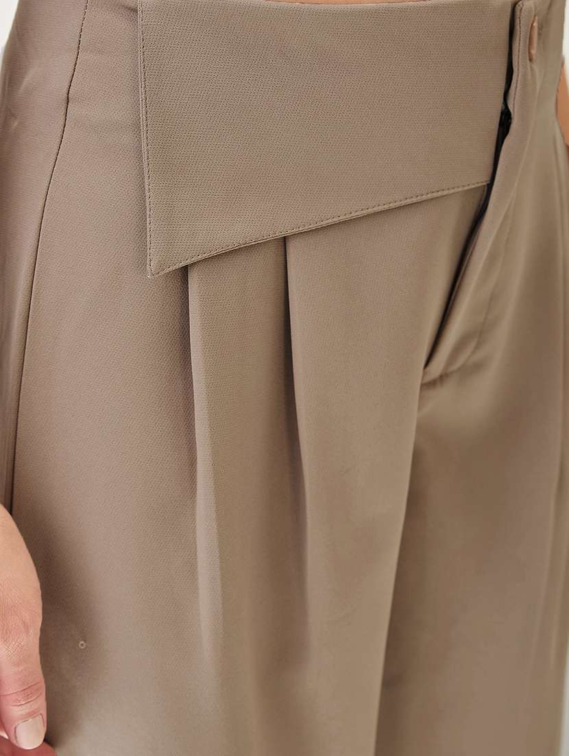 globus women mouse solid mid rise pleated formal korean pants - 21767508 -  Standard Image - 5