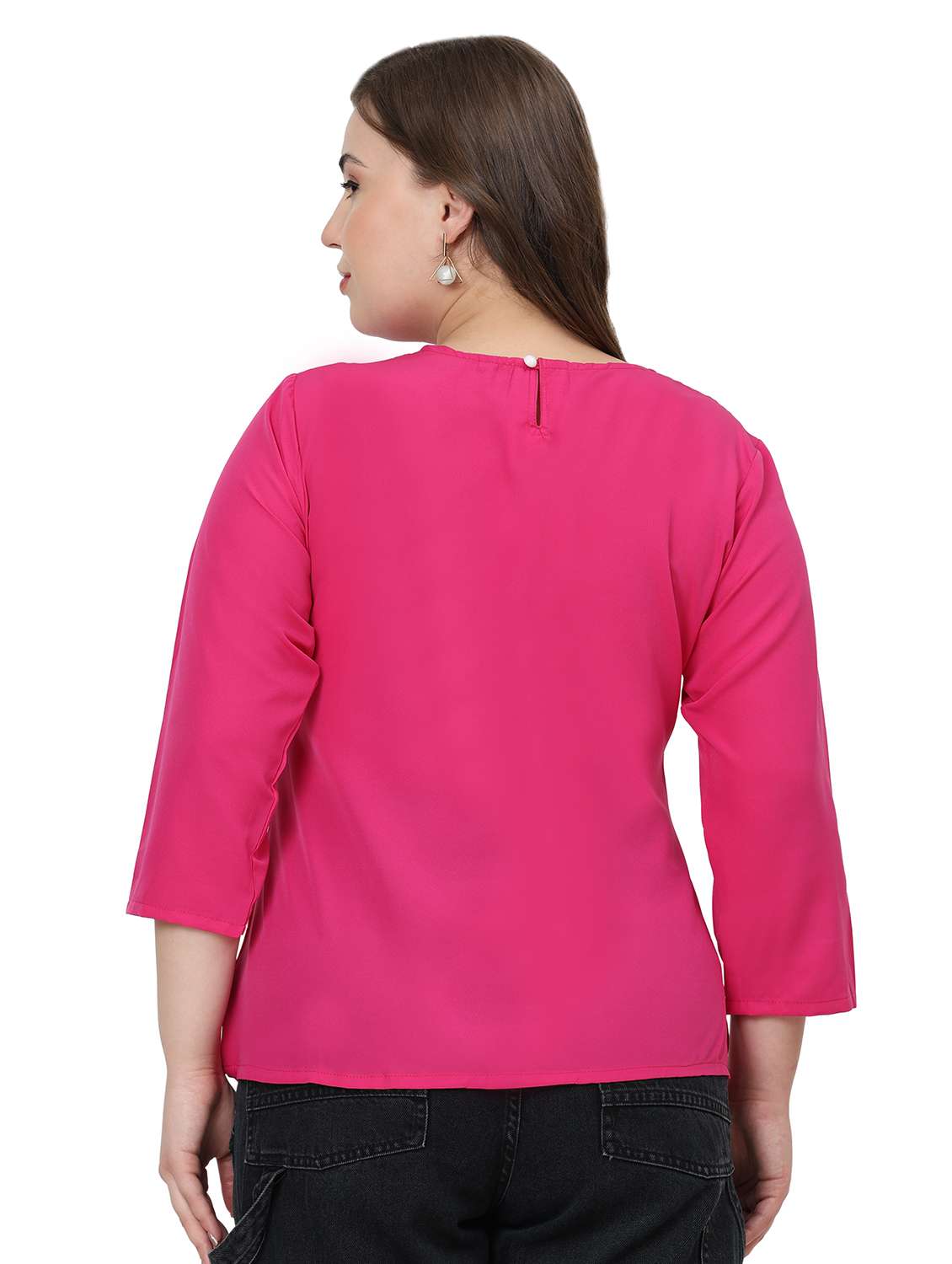 women plus size solid round neck top - 21767576 - Standard Image - 3
