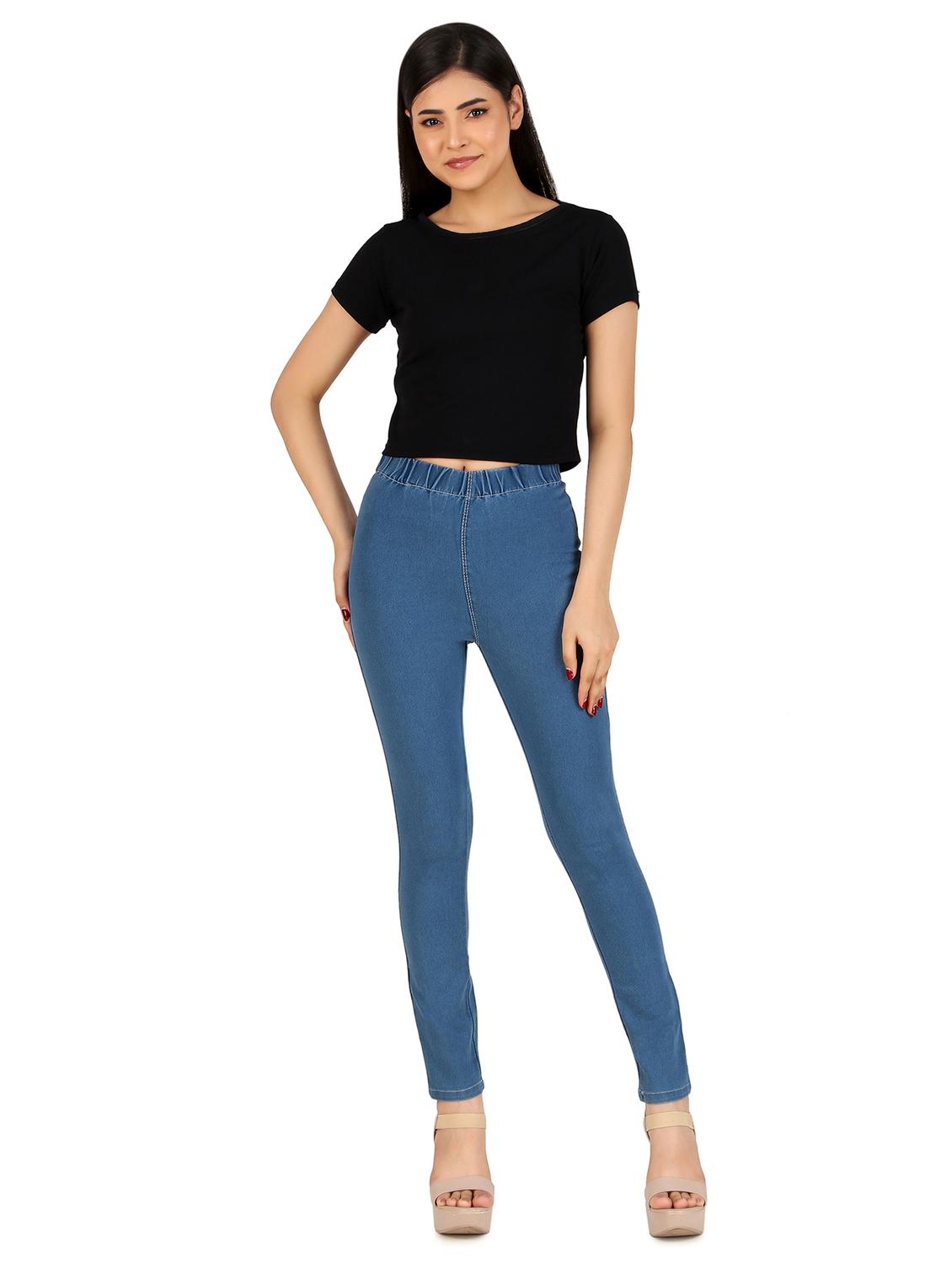 women solid high rise denim jegging - 21767673 - Standard Image - 3