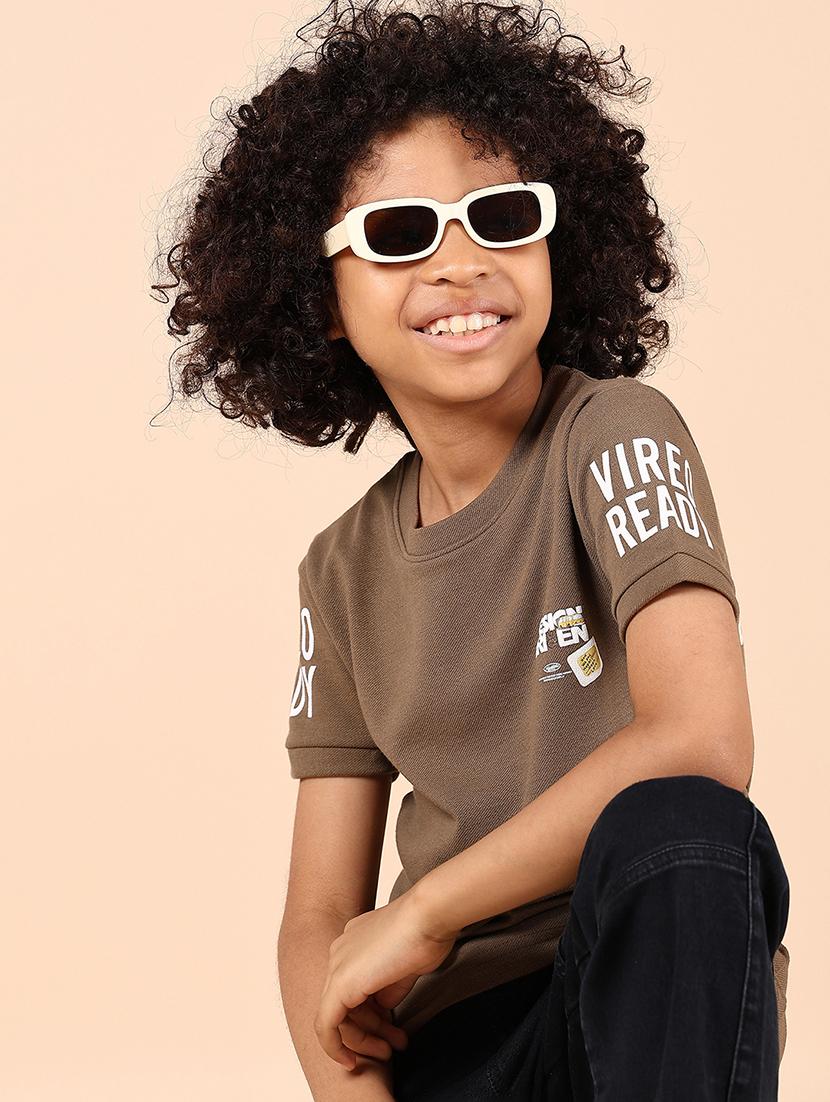 boys front & back printed round neck t-shirt