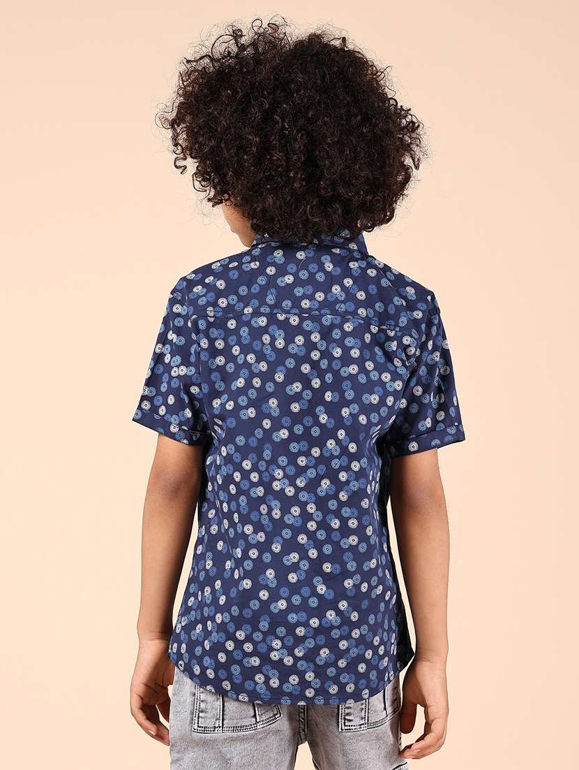 boys blue printed short sleeve casual shirt - 21767704 -  Standard Image - 3
