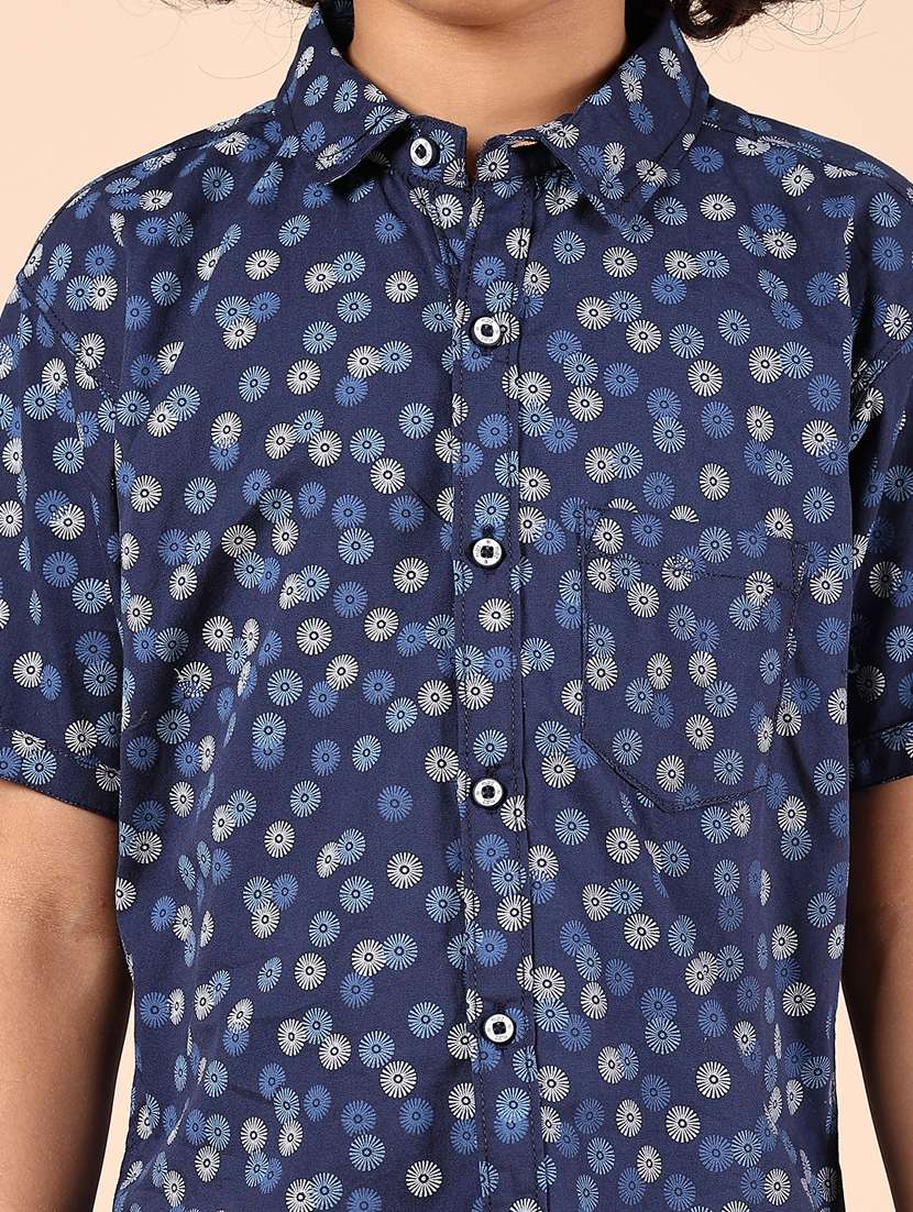 boys blue printed short sleeve casual shirt - 21767704 -  Standard Image - 5