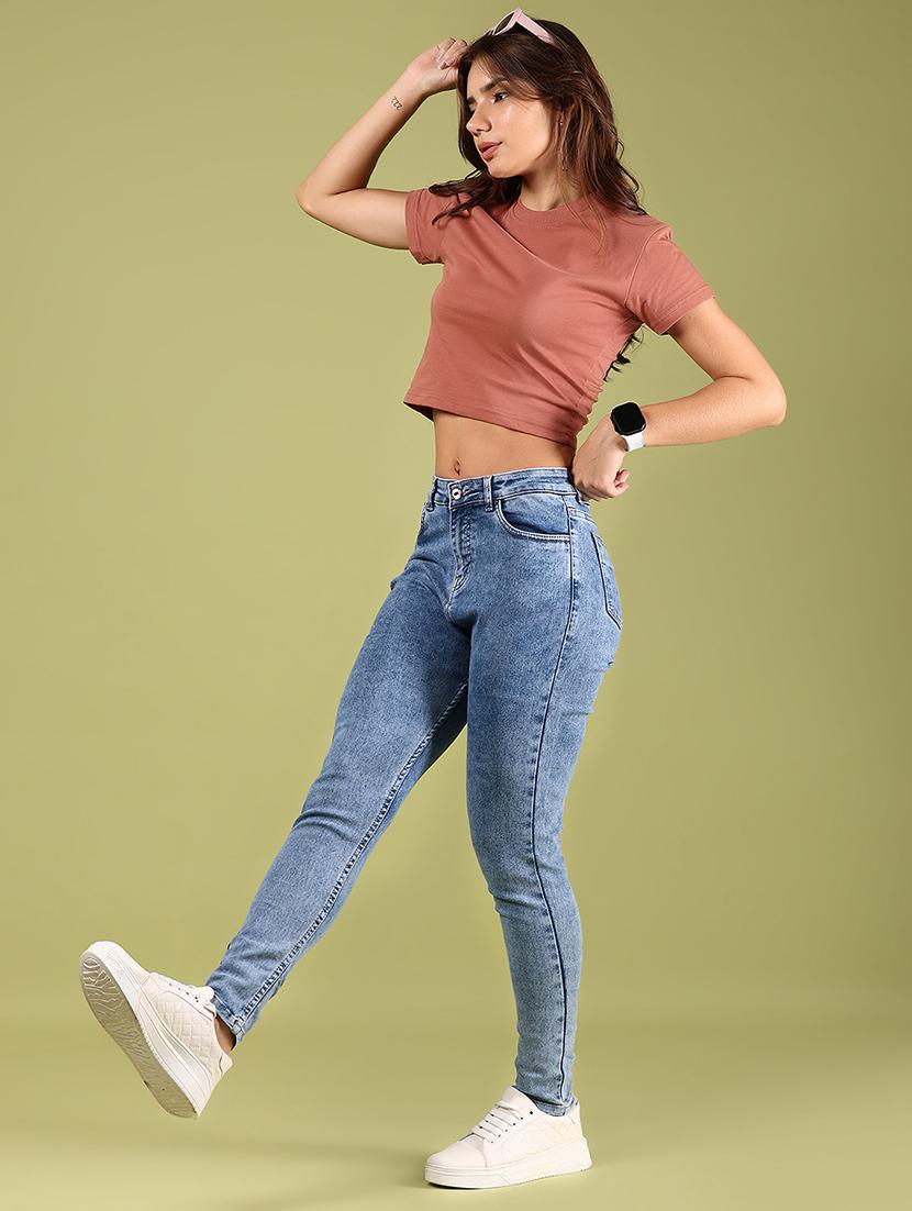 women solid short sleeves crop t-shirt - 21767777 - Standard Image - 5