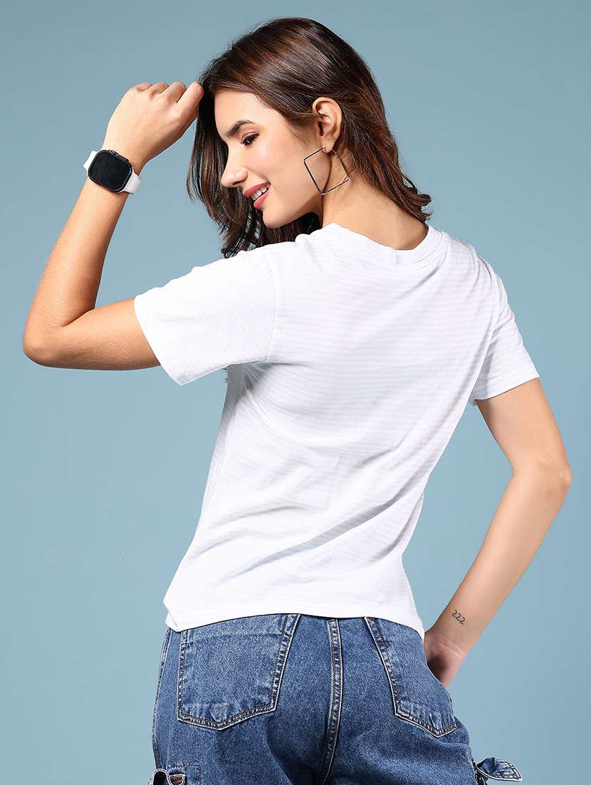 women striped short sleeve slim fit t-shirt - 21767788 -  Standard Image - 3