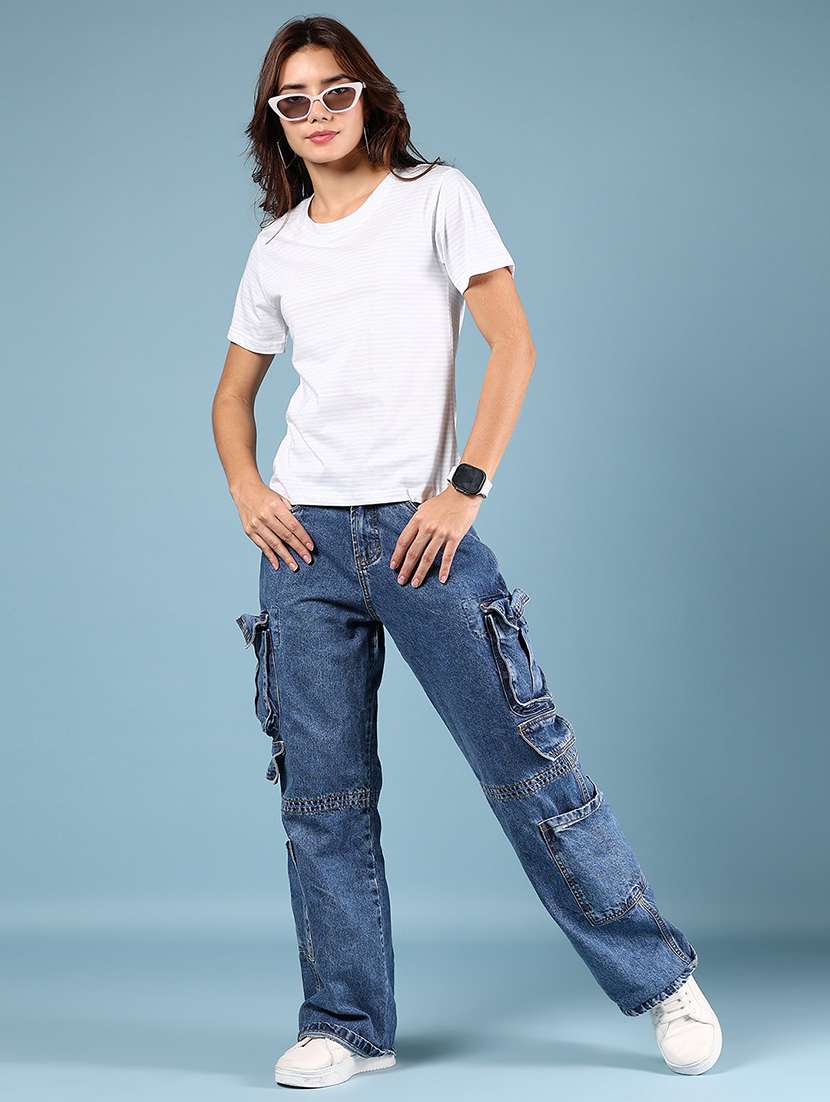 women striped short sleeve slim fit t-shirt - 21767788 -  Standard Image - 5