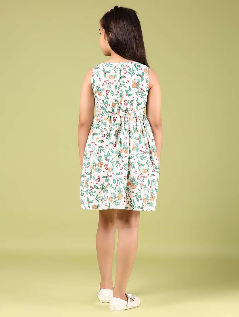 girls printed round neck sleeves frock - 21767828 -  Standard Image - 3