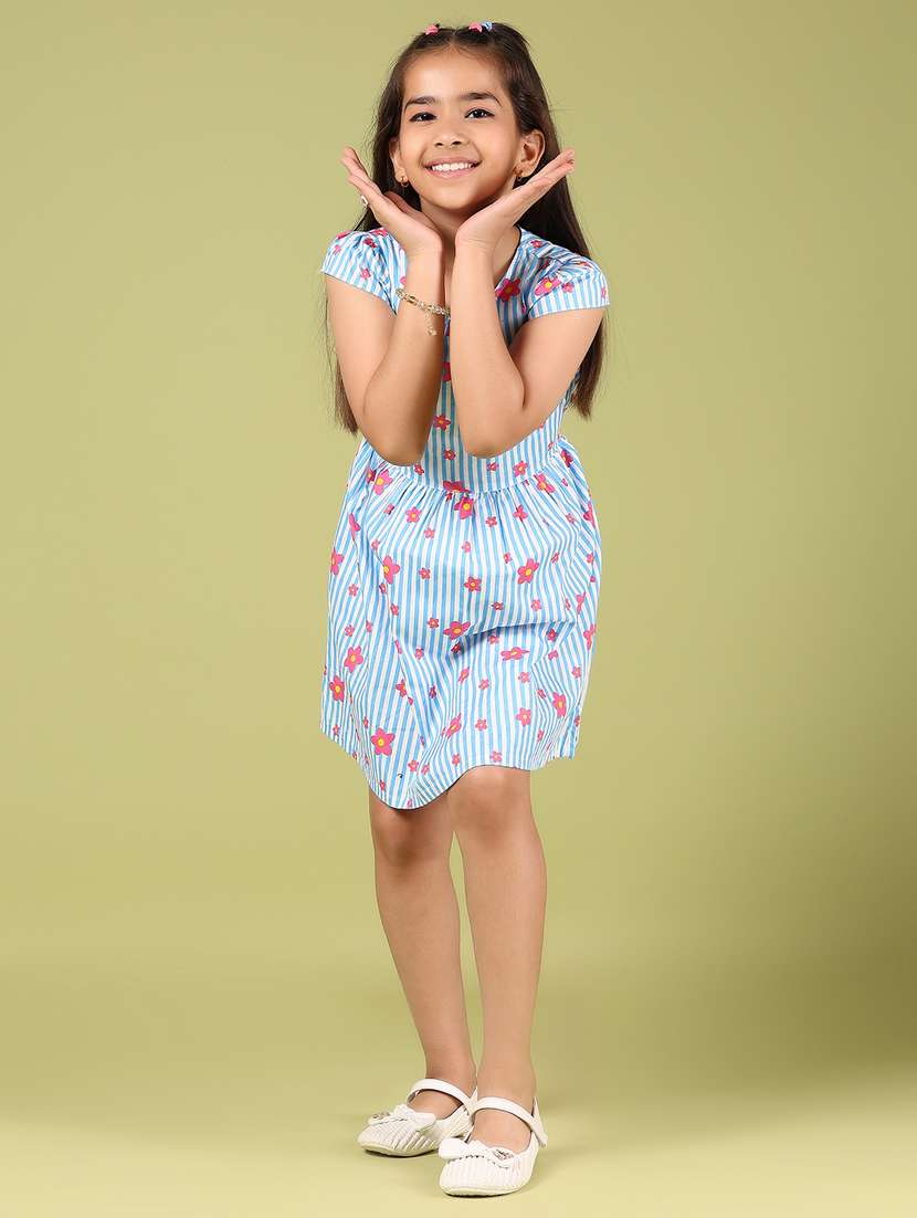 girls floral printed puff sleeves frock - 21767890 -  Standard Image - 3
