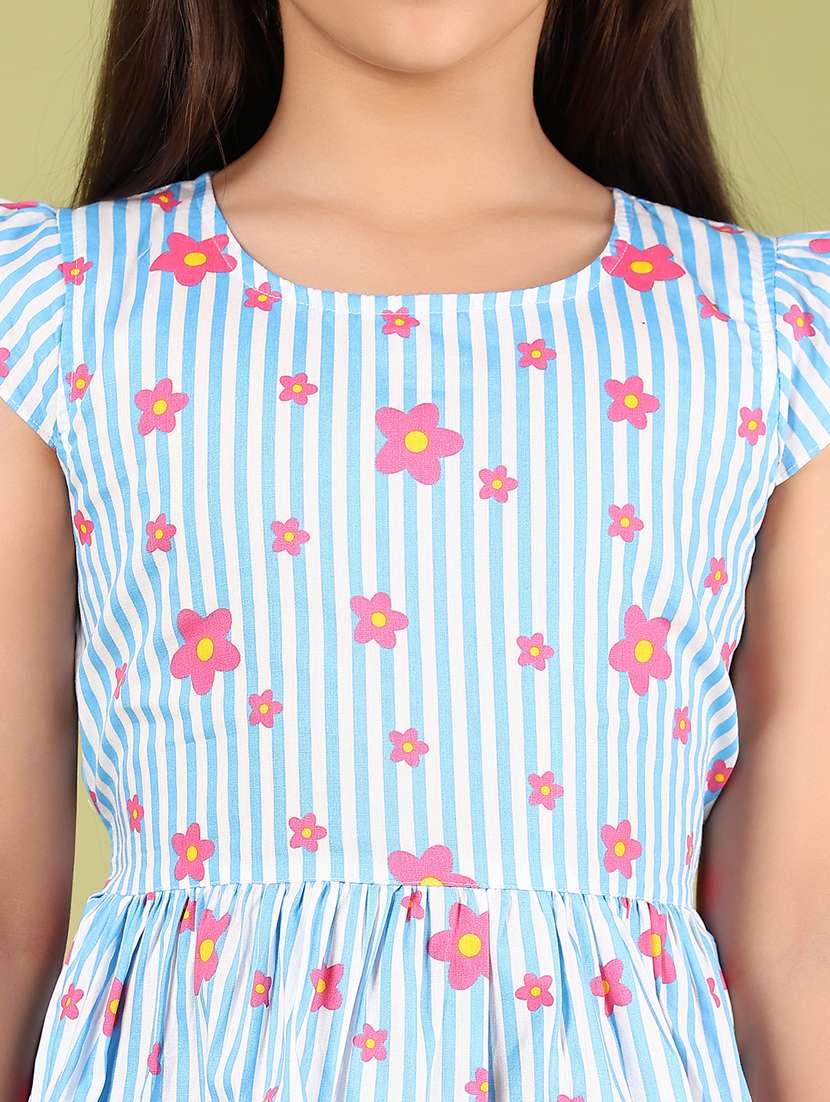 girls floral printed puff sleeves frock - 21767890 -  Standard Image - 5
