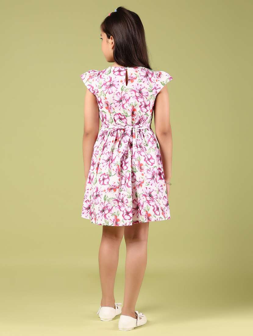 girls floral printed round neck frock - 21767891 -  Standard Image - 3