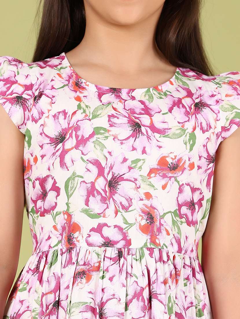 girls floral printed round neck frock - 21767891 -  Standard Image - 5