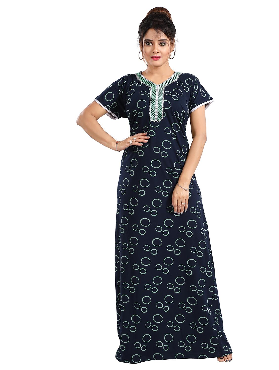 women printed short sleeves nighty