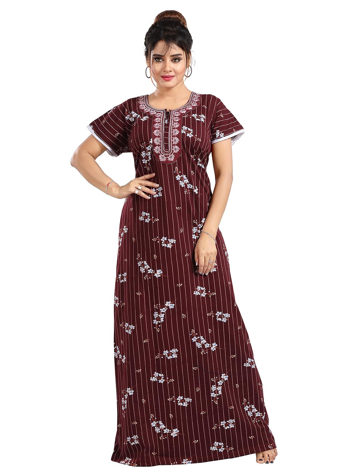 women printed short sleeves nighty
