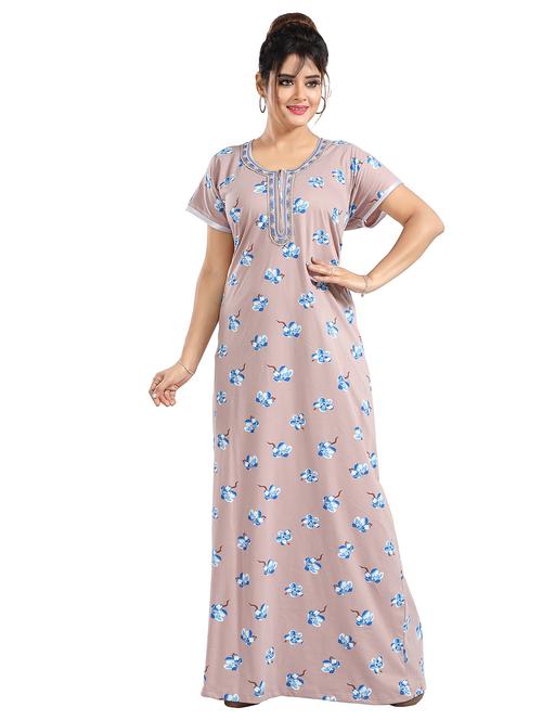 women printed short sleeves nighty - 21768024 - Standard Image - 0