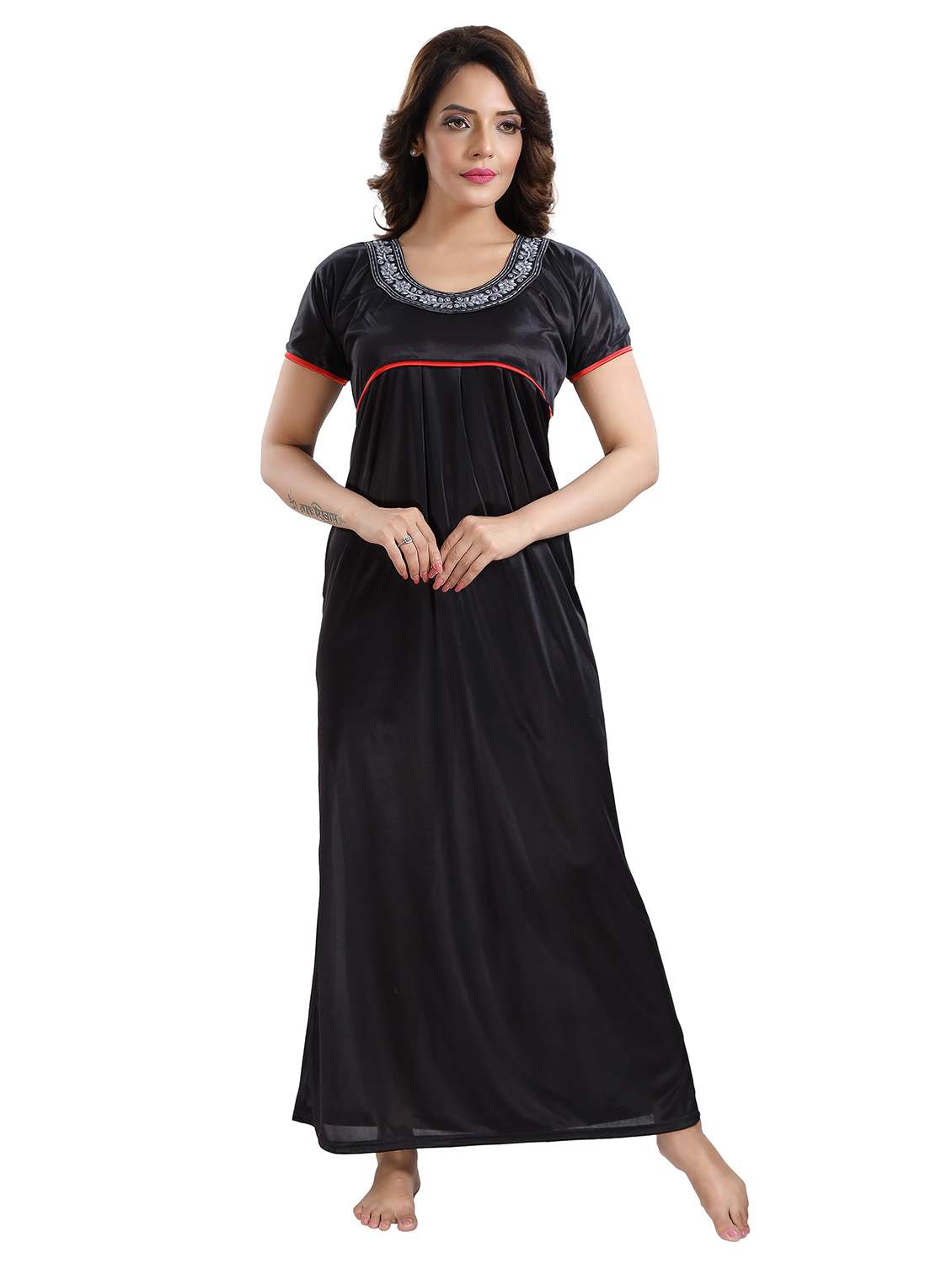 women solid short sleeves nighty - 21768030 -  Zoom Image - 0