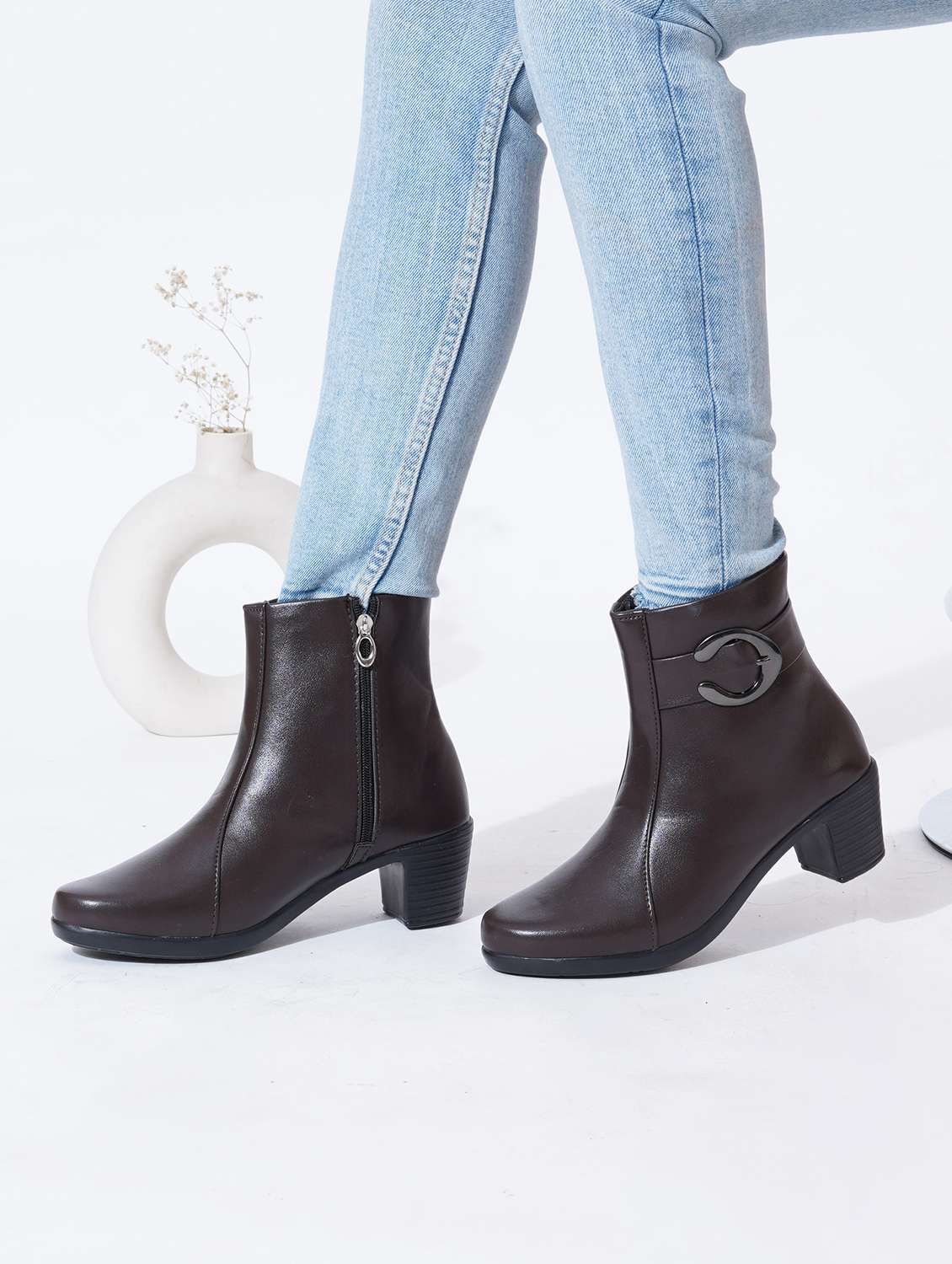 women solid slip on ankle boots - 21768073 -  Standard Image - 3