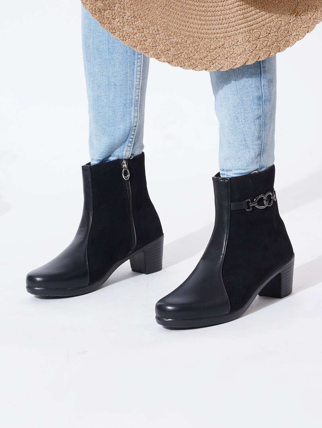women solid slip on ankle boots - 21768074 - Standard Image - 3