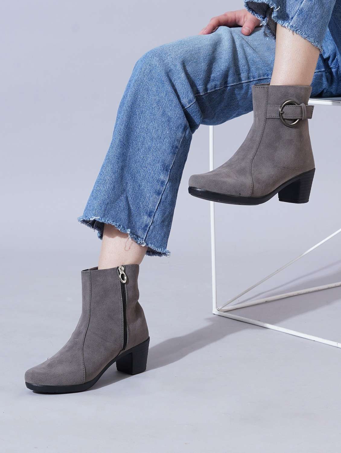 women solid slip on ankle boots - 21768076 -  Standard Image - 3