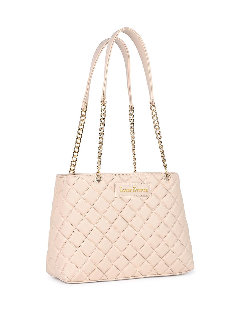women beige textured handbag - 21768091 - Standard Image - 5