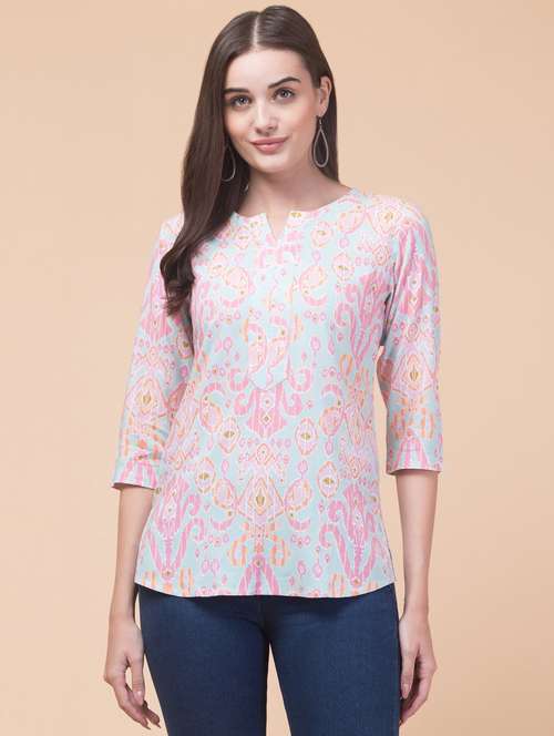 women three quarter sleeve straight kurti - 21768158 -  Standard Image - 0