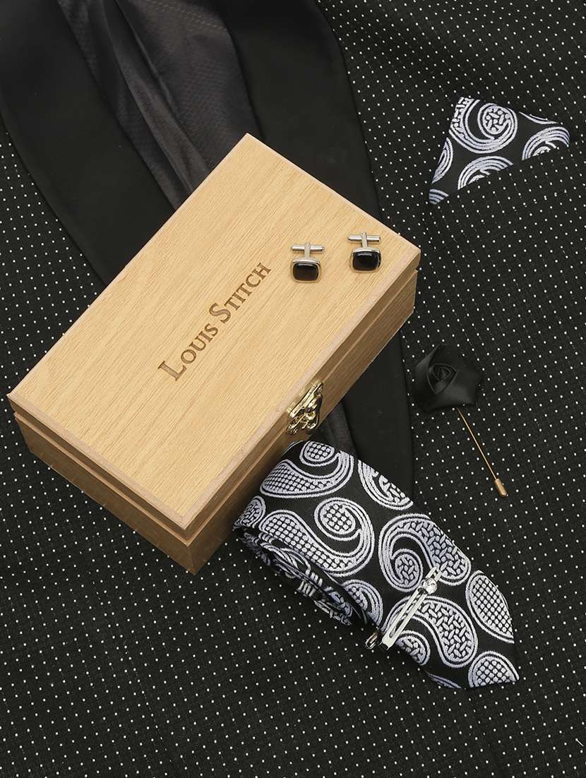 men silk cufflink & tie pin set