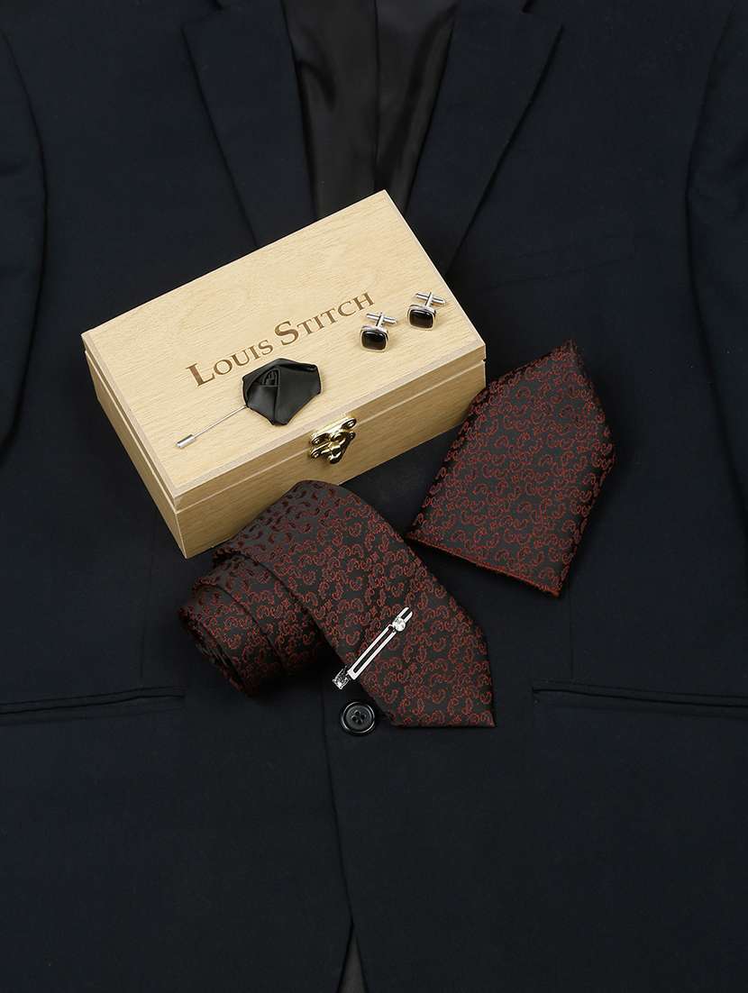 men silk cufflink & tie pin set