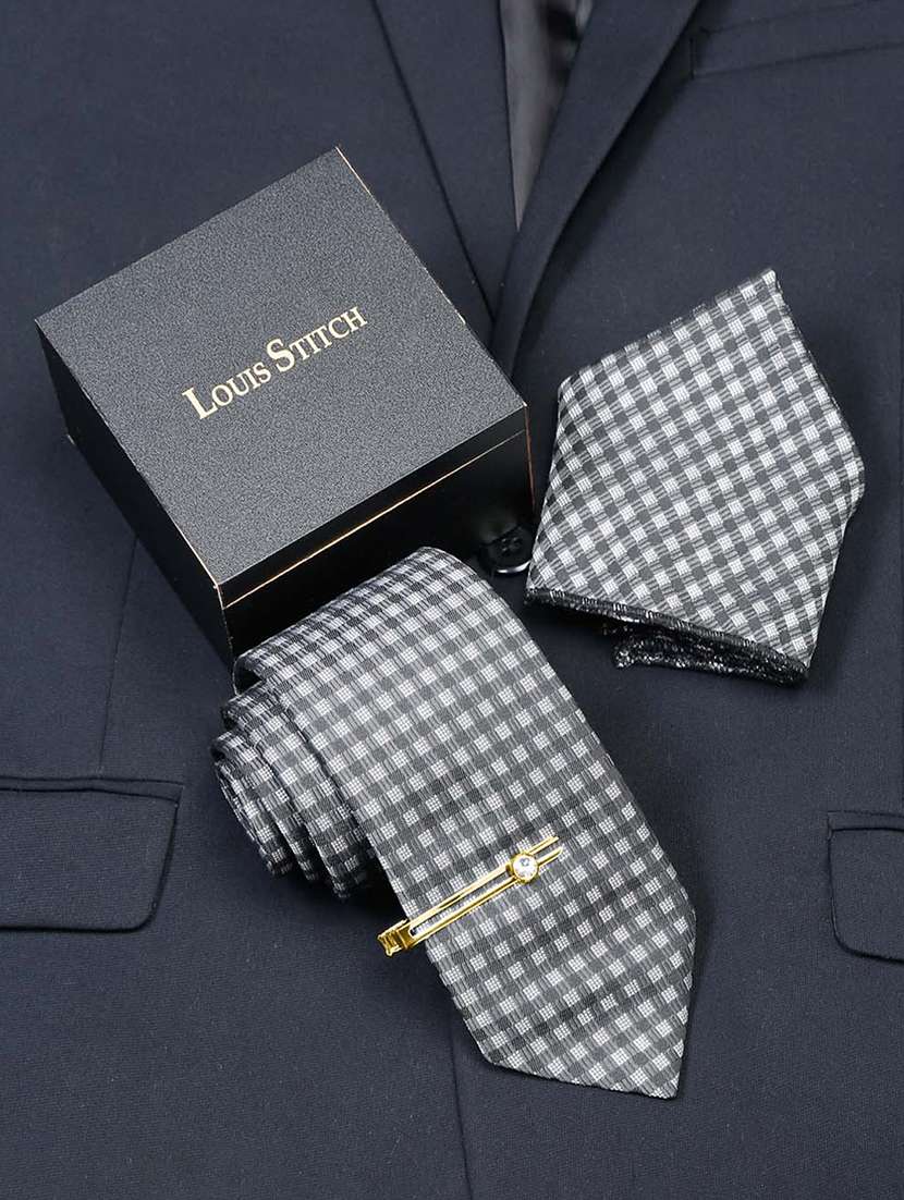 men silk cufflink & tie pin set